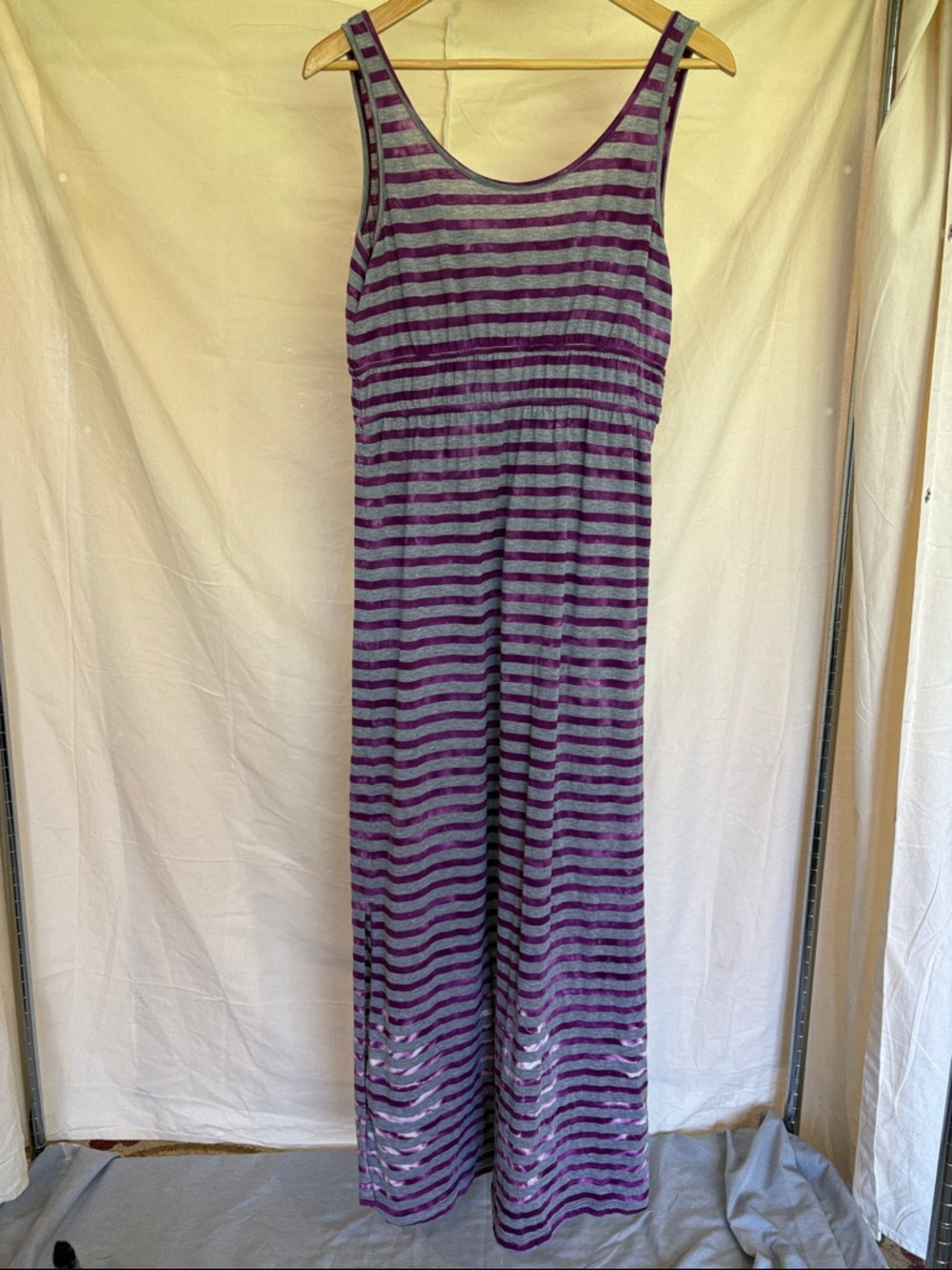 Prana Striped Purple and Gray Maxi Dress
